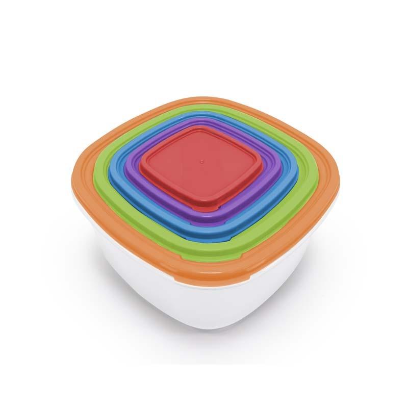 KitchenCook Ktup5c - Multicolour - Set of 5 Food Storage Boxes - Stackable - BPA Free