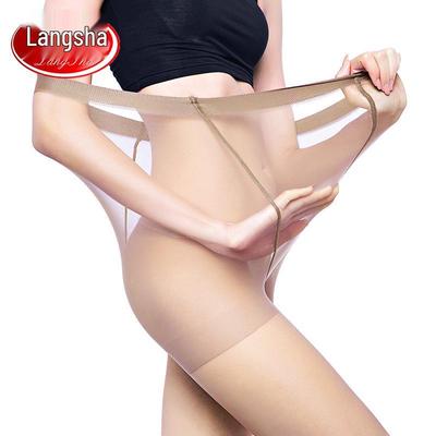 Langsha Plus Size 200lb Thin Summer Pantyhose for Women - Anti-Snag, Flesh Color, Double Gusset