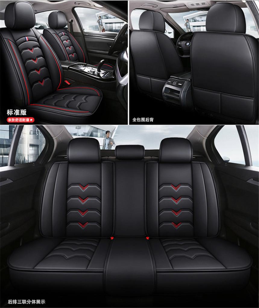 Universal Luxury Breathable Wear-resistant PU Leather 6D Car-styling Auto Car Seat Covers With Headrest Lumbar Pillow