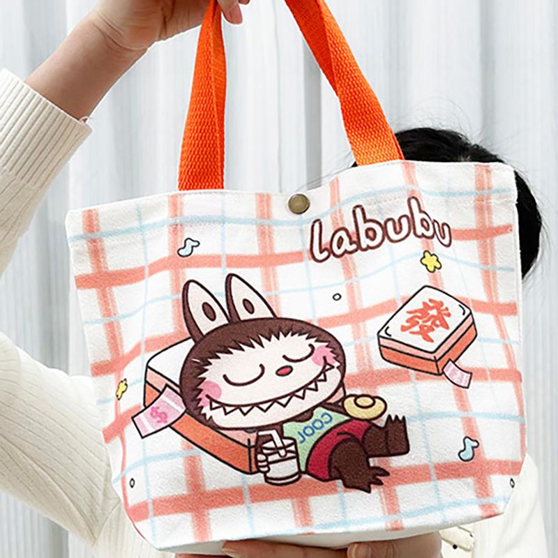 תיק קנבס לאבובו כותנה חמוד מצויר מצחיק תיק טוטה קניות פאוץ' סטודנט נוסע רב-תכליתי פשוט תיקי נשים מתנה