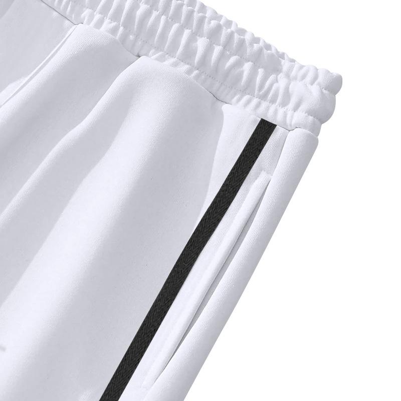 Men's New Elastic Waist Loose Casual Sports Straight Pants with Side Buttons