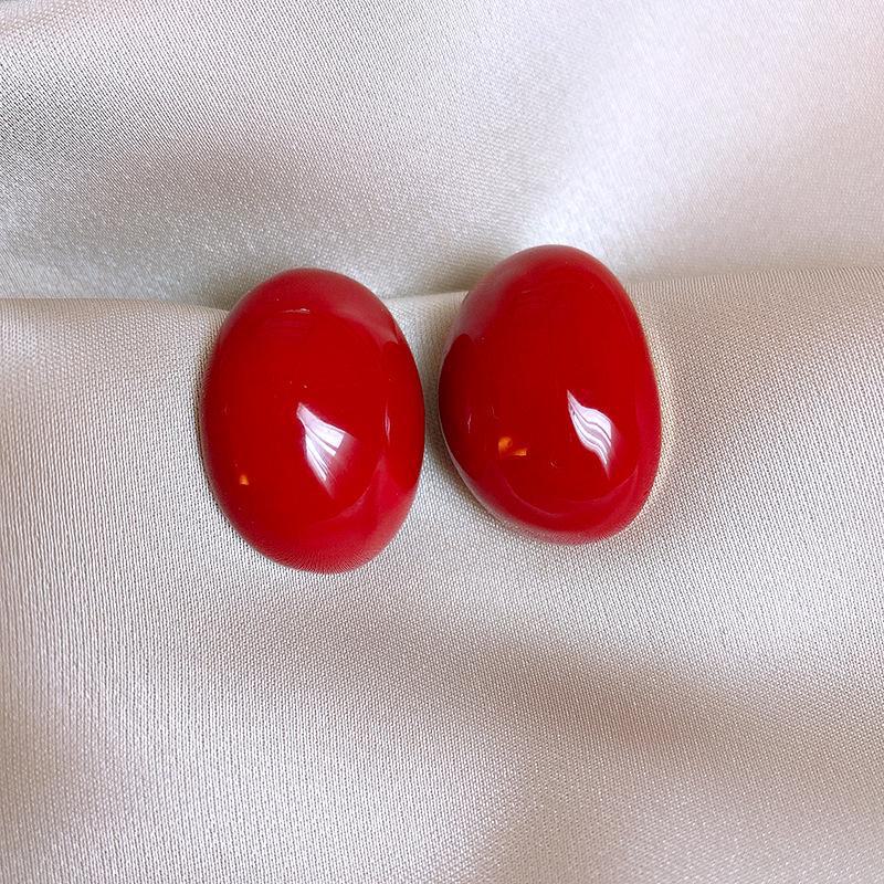 2024 Exquisite High-End Retro Silver Needle Red Heart Flower Earrings for Women