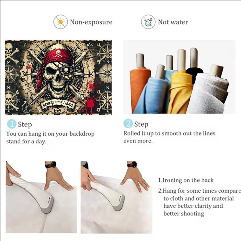 Retro Pirates Theme Backdrop Treasure Room Skeleton Gothic Style Photography Background Birthday Party Decorations Room Hanging92