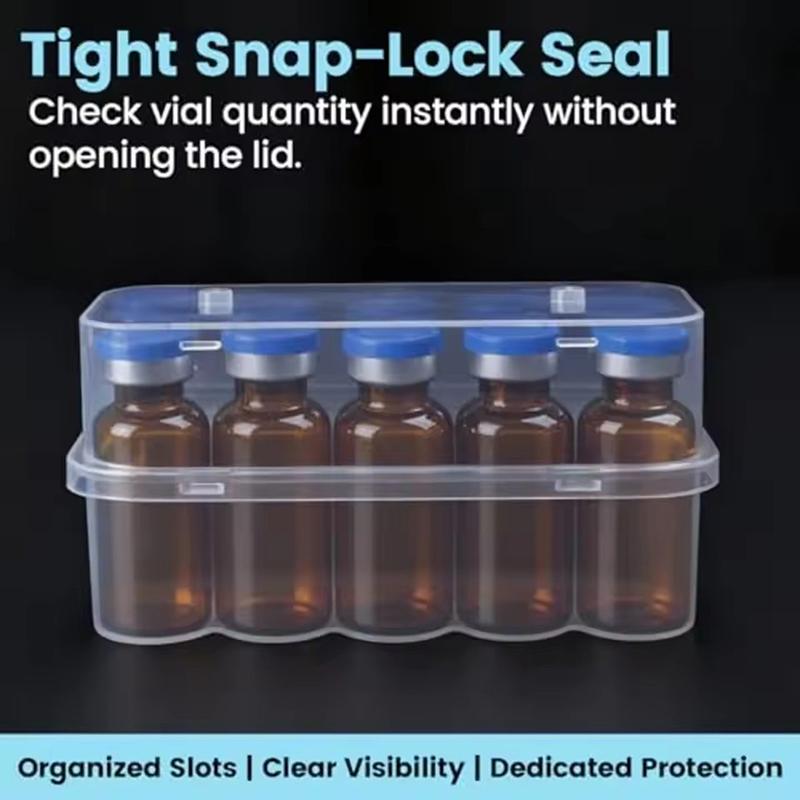 10Pcs 3Ml/5Ml 10-Slot Vial Storage Case Plastic Clear Microtube Storage Box Stackable Freezer Tube Box Diabetic Supplies