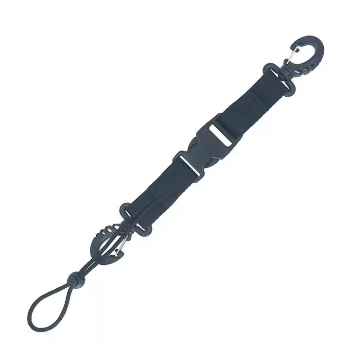 Colorful Anti Lost Adjustable Wrist Lanyard Retractable Diving Flashlight Rope Scuba Diving Lanyard with Quick Release Buckle чёрный