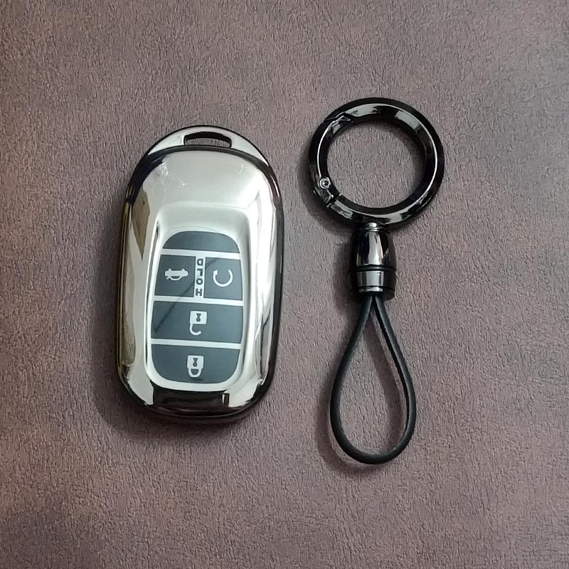 Titanium Gray For Honda Accord Civic Hr-V Cr-V Pilot Sport Si Ex Ex-L 2 3 4 5 Button Car Key Case Cover Protector