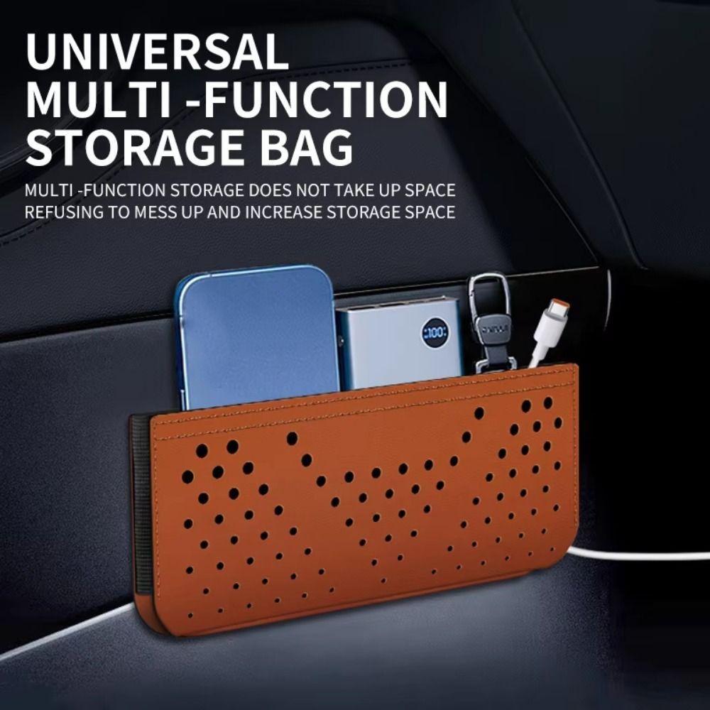 Scratch Resistant Multi-Functional Hanging Bag PU Leather Car Sundries Box  Card Bill Storage