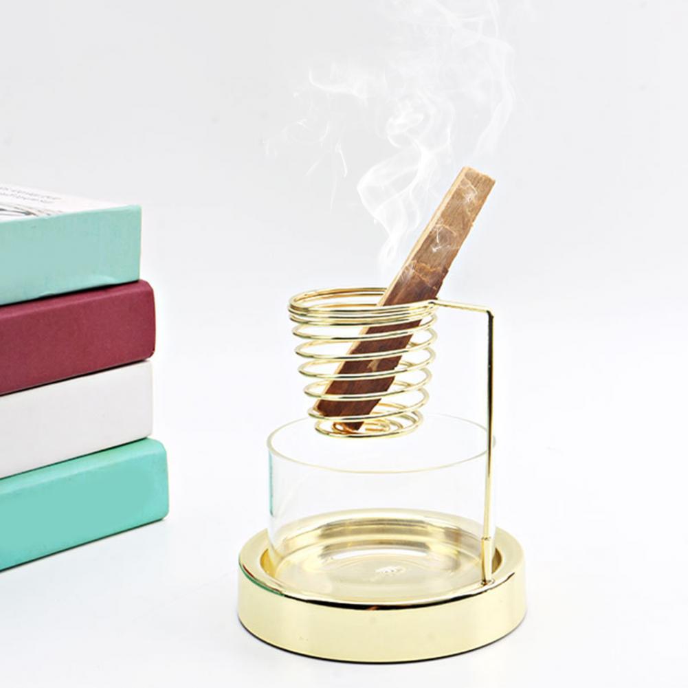 Palo Santo Halter, Metall Glas Räuchergefäß, zum Verbrennen von Palo Santo Salbei Räucherhalter, mit rutschfester Basis, Heimdeko