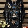 Elegant bohemian resort style large size simple Elvis graphic print irregular hem round neck T-shirt - no accessories