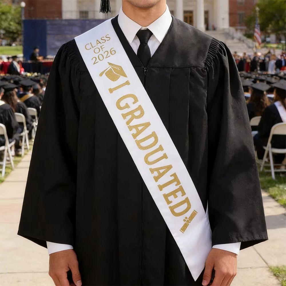 Class of 2026 Graduation Stole Sash I Graduated Happy Graduation Graduation Gown Scarf Unisex Solid Color Ceremonial Belt