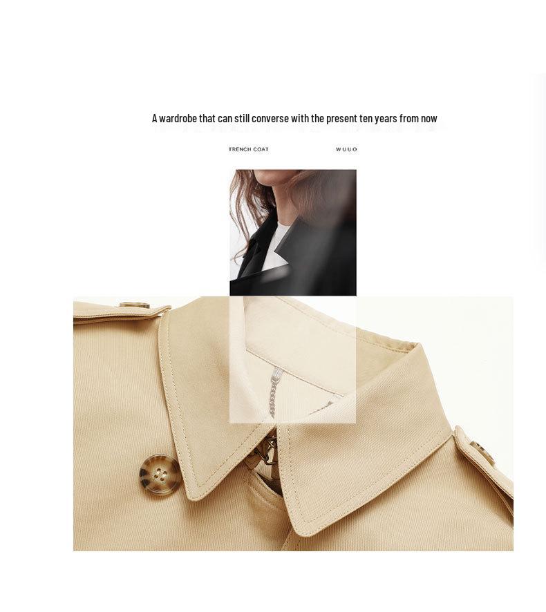 Jia Ze Hua 2025 Autumn British Style Women's Khaki Trench Coat - Classic Hepburn Jacket