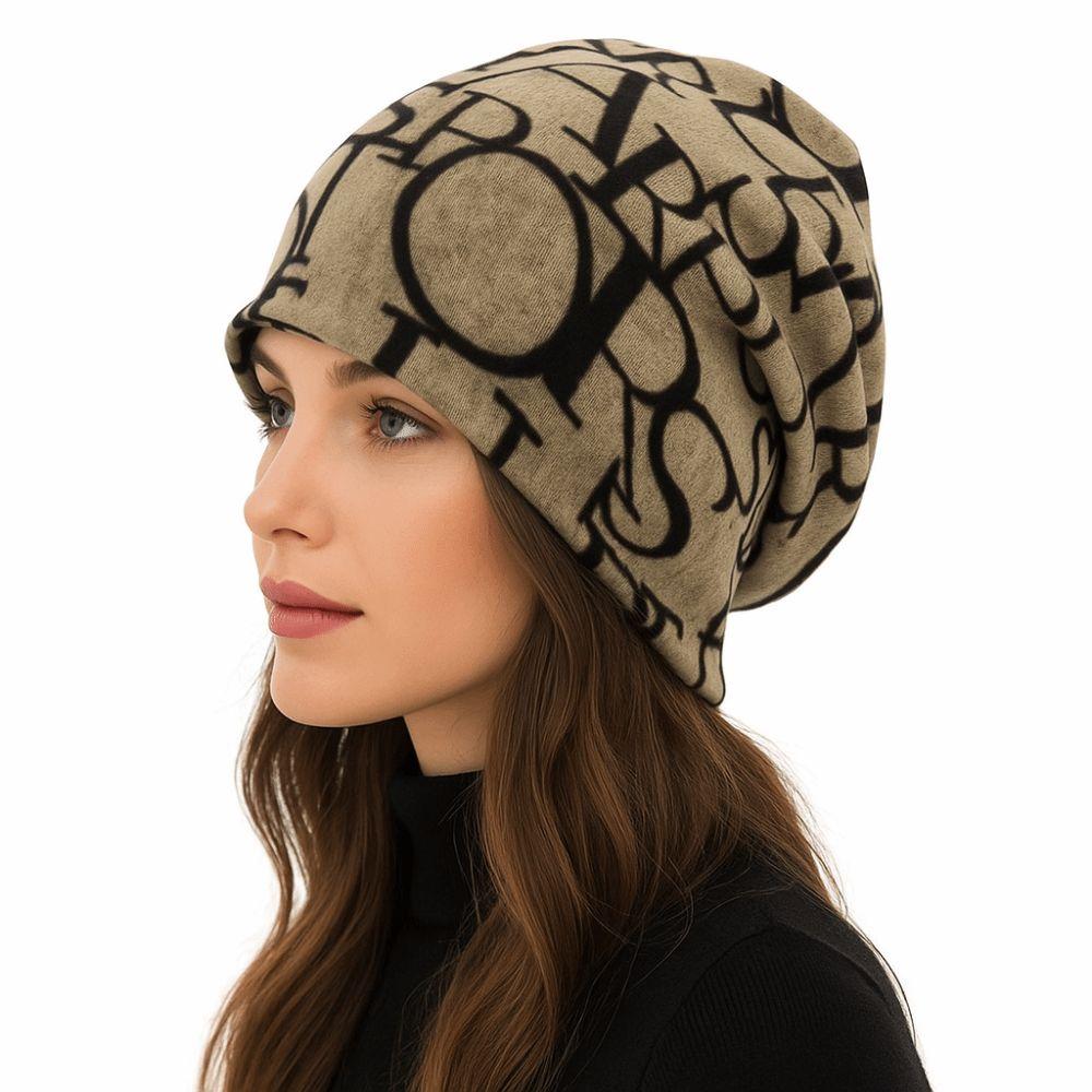 Plaid Print Pullover Hat Contrasting Colors Casual Hedging Cap Turban Hats  Autumn and Winter