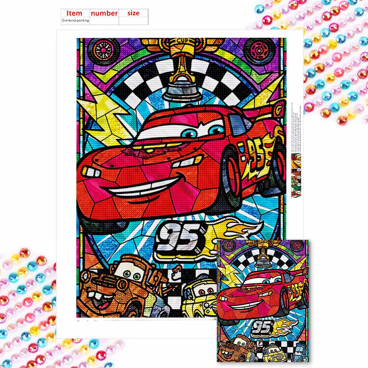 

Полная круглая алмазная живопись Молния Маккуин Искусство Стразы Картина Мозаика Сделай сам 5D Вышивка крестом Домашнее украшение Round 20x30cm