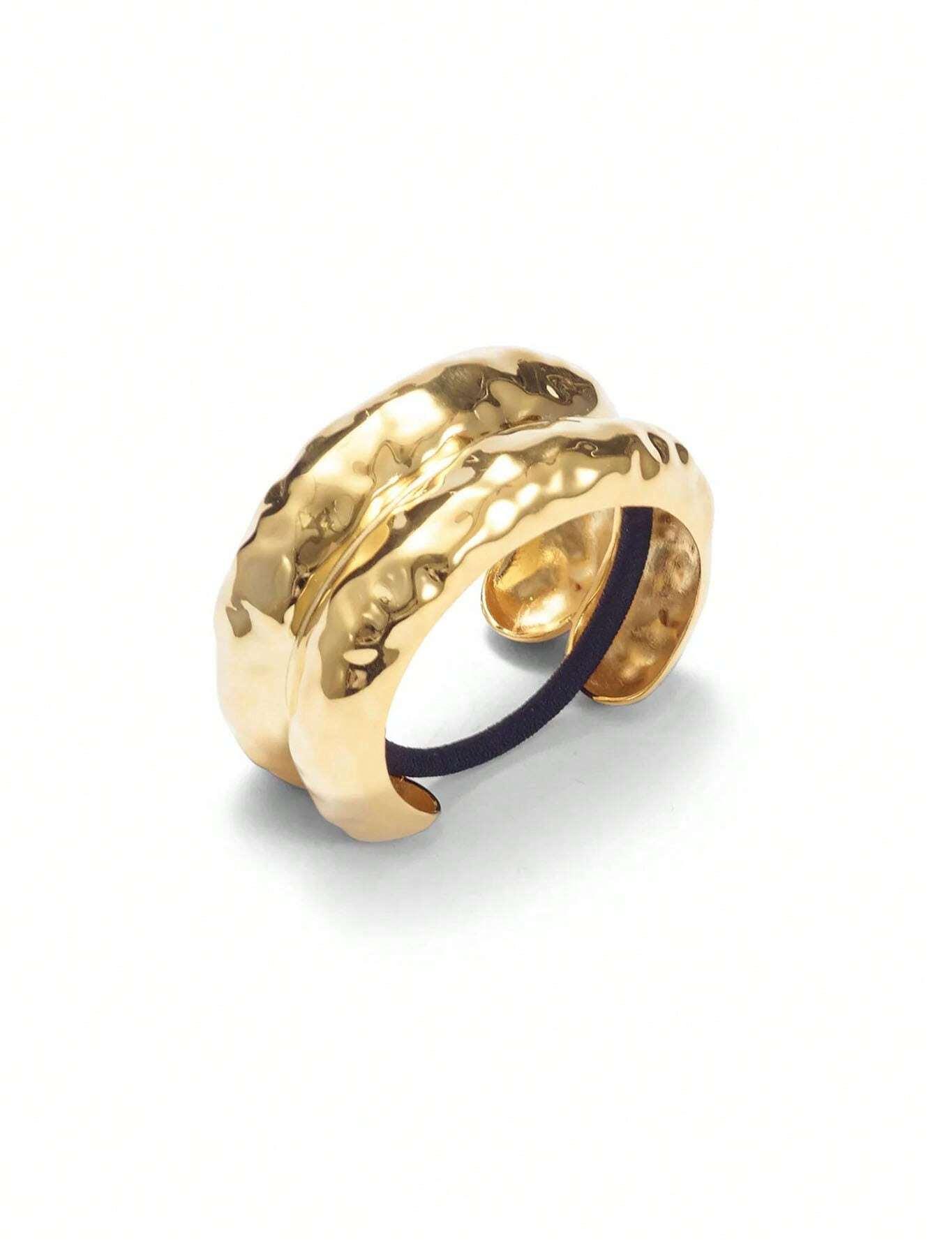 

Uworld нерегулярные золотые нержавеющая сталь кованые двойные арки пони для женщин золотой цвет браслет ежедневные украшения аксессуары для волос подарок