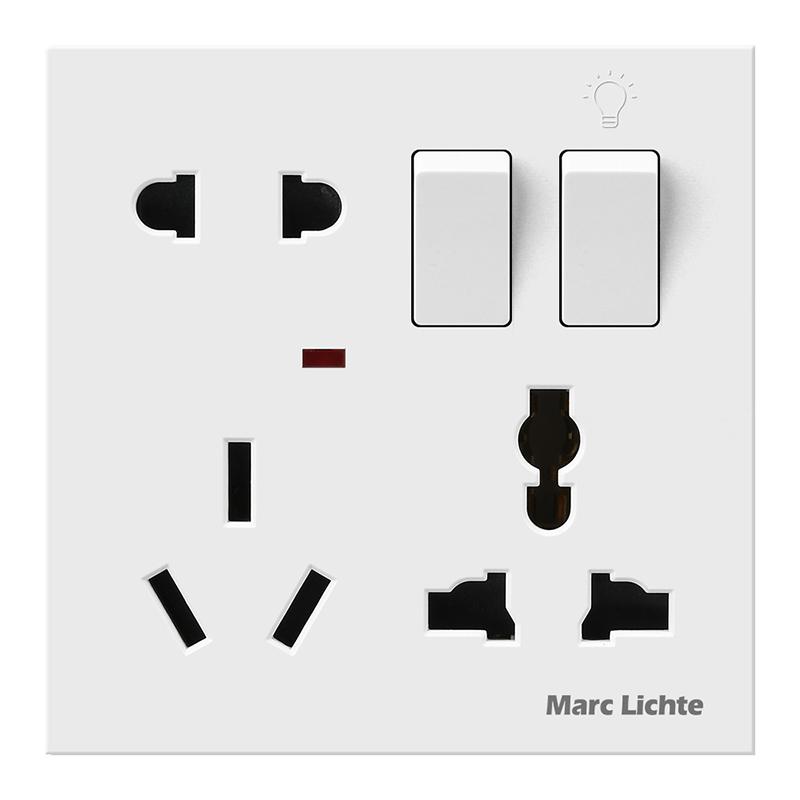 Universal Wall 86 Type Multifunctional Eight-Hole 5Pin Power Plug Two Or Three Plugs With 1Gang Switch Control Socket