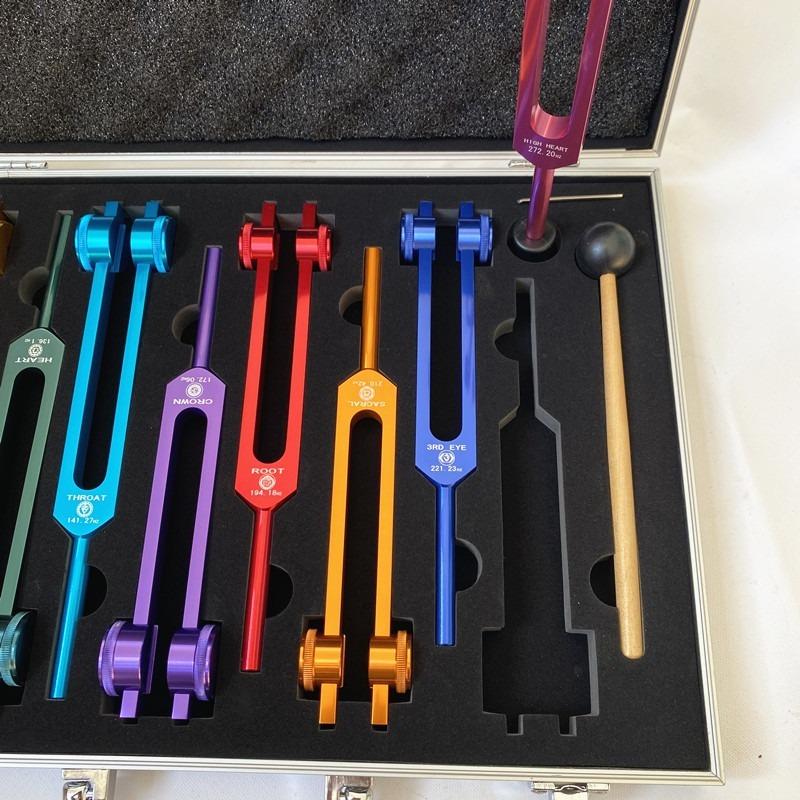 Colorful Aluminum Alloy Tuning Fork Set Resonance Tuning Forks for Healing Music Instrument Percussion Tuning Forks Healing Medical