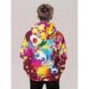 Boys' 3D Digital Printed Splash Football Pattern Hooded Sweatshirt with Bright Color Block Design