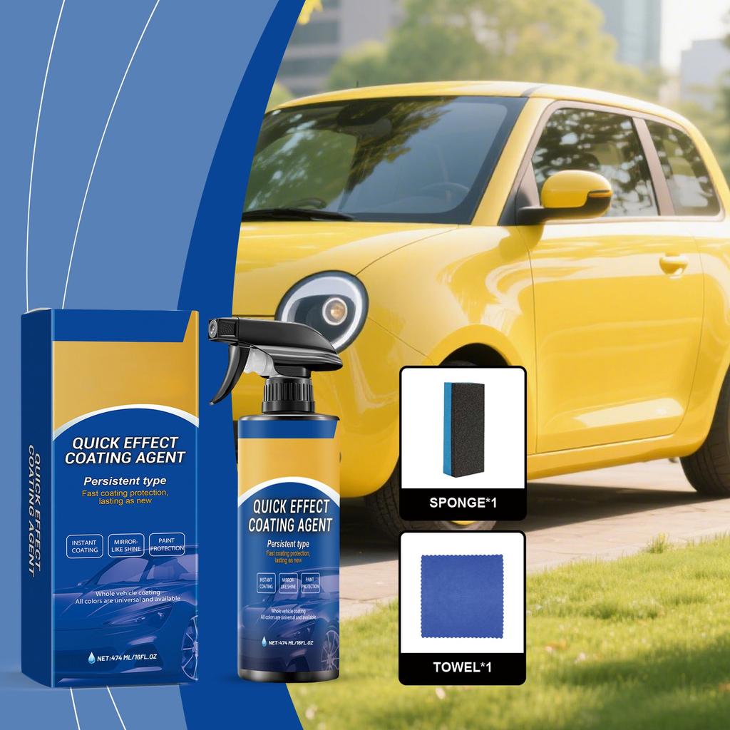 Fast Acting Coatings, Automotive Painting Spraying, High Efficiency Car Paint Spraying, Large Capacity Car Paint Protector, Towel Sponge (474ml)