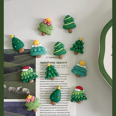 6pcs Mini Christmas Tree Magnetic Decorative Refrigerator Magnetic Po Creative Personality.