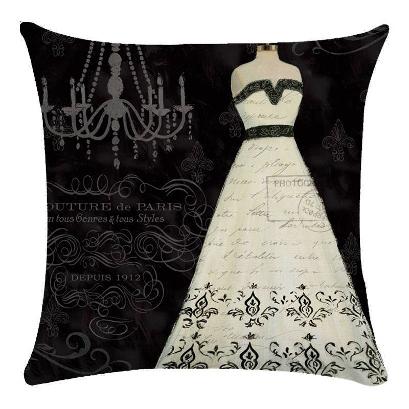 Oil Painting Princess Dress Pattern Series Digital Printing Short Plush Pillow Covers For Sofa Office Cushion Cover Home Goods