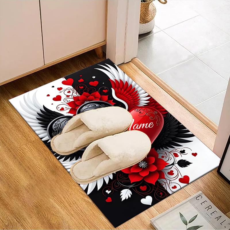 1PC Custom Name Heart Romance Theme Floor Mat Ideal for Living Room, Game Rooms, Office, Bedroom,Floor Mat Playful Design