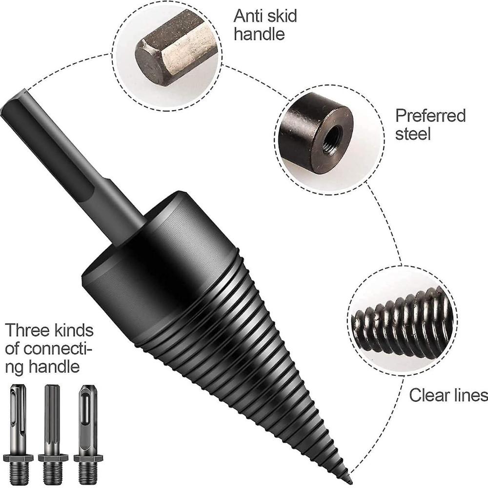 4PCS Firewood Log Splitter Drill Bit, Removable Cones Kindling Wood Splitting Log Bits,Household Electric drill-42mm NIUNIU