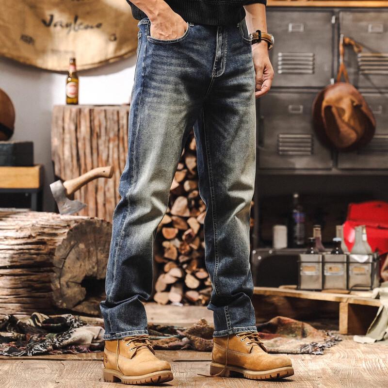 

Мужские джинсы прямого кроя, свободные, в американском ретро-стиле, с эффектом потертости 36