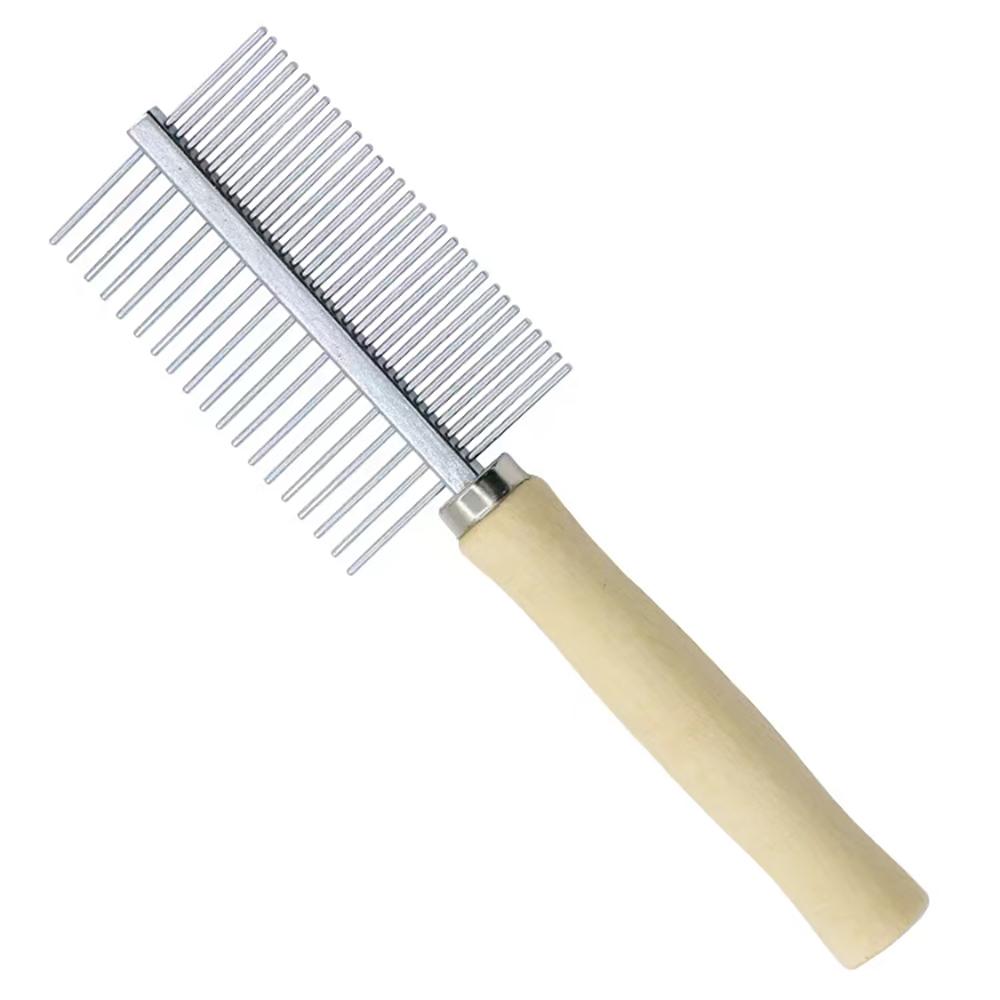 1Pcs Pet Wooden Handle Comb Cats/Dogs Stainless Steel Beauty Comb Pet Hair Removal Cleaning Tool Portable Dog Massage Accessory