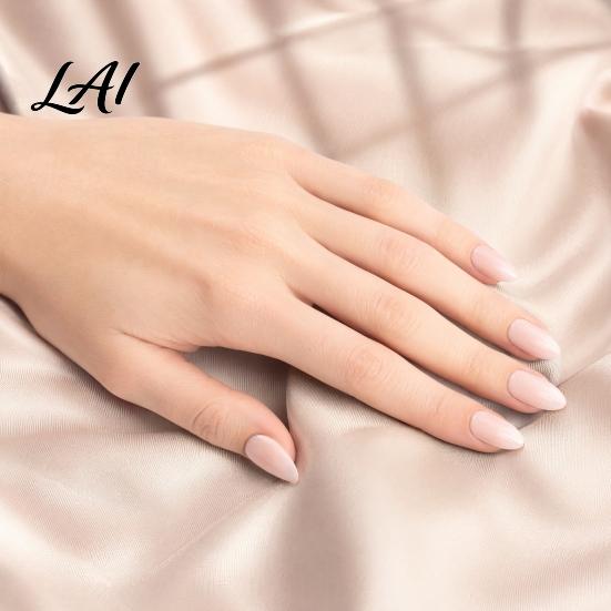 Natural Press-On Nails 24Pcs Women Nude Press on Nails Glossy Almond Stick-on Fake Full Cover Long Glue False Pre-shaped