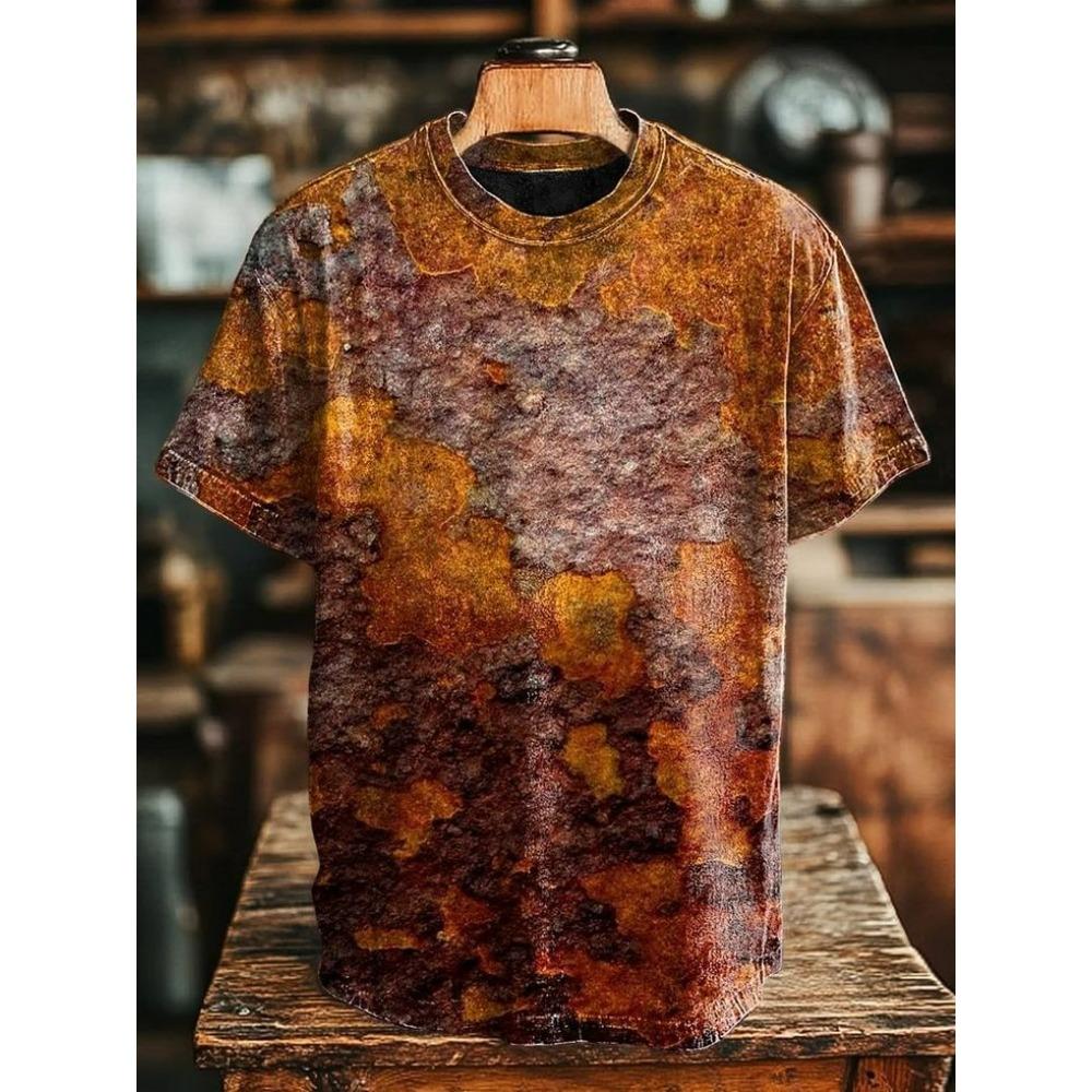 Retro Rust 3D Print Men's T-Shirts Summer O-Neck Short Sleeve T Shirt Hip Hop Oversized Tees Harajuku Y2K Tops Women Clothing