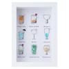 Colorful Seaside Coastal Cocktails Theme Wall Art Framed With Sea Glass For Dining Room Or Bar Decoration Birthday Gift