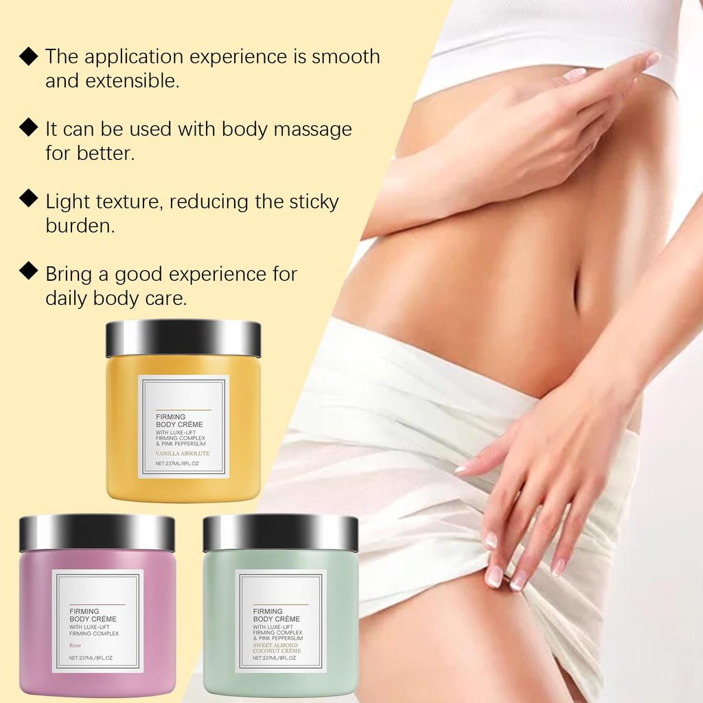 Floral Body Cream Gentle Hydration, Lightweight & Non-Greasy Rose/Vanilla/Sweet Almond Coconut Scent 237ml