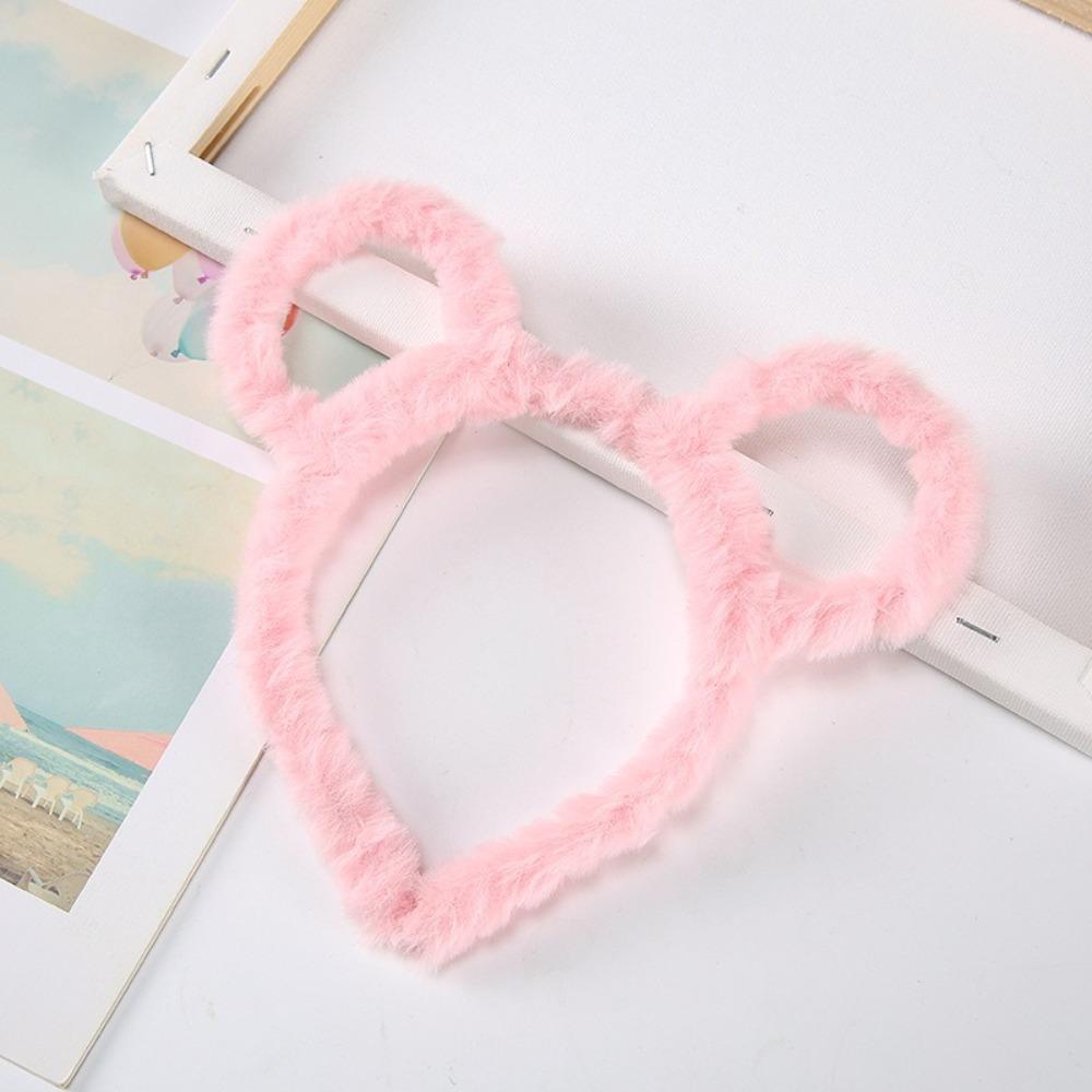Plush Hair Hoop Round Mouse Bear Ears Design Barrettes Korean Style Headband  for Women