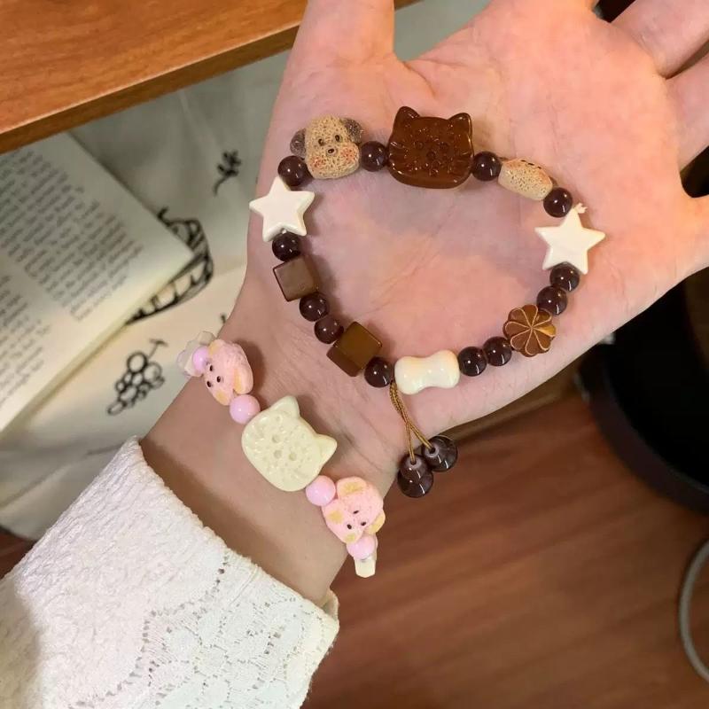 1/4Pcs Kitten Beaded Bracelet Ceramics Cute Cat Charm Bracelet For Women Lovers Gift Girls Fashion Jewelry Gift Y2K Accessories