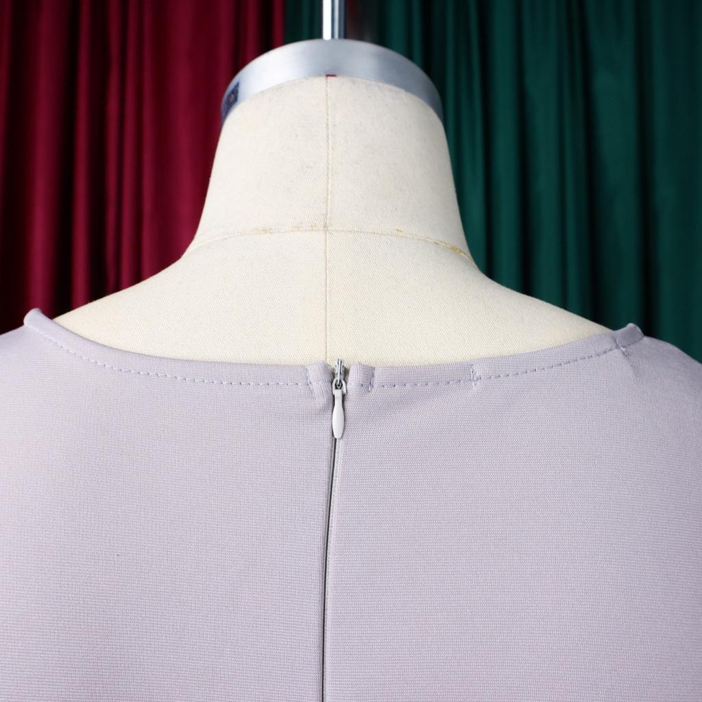 Office Ladie Bodycon Dresses V Neck Short Sleeve Solid Package Hips Mid Calf Professional Business Work Robe Dress