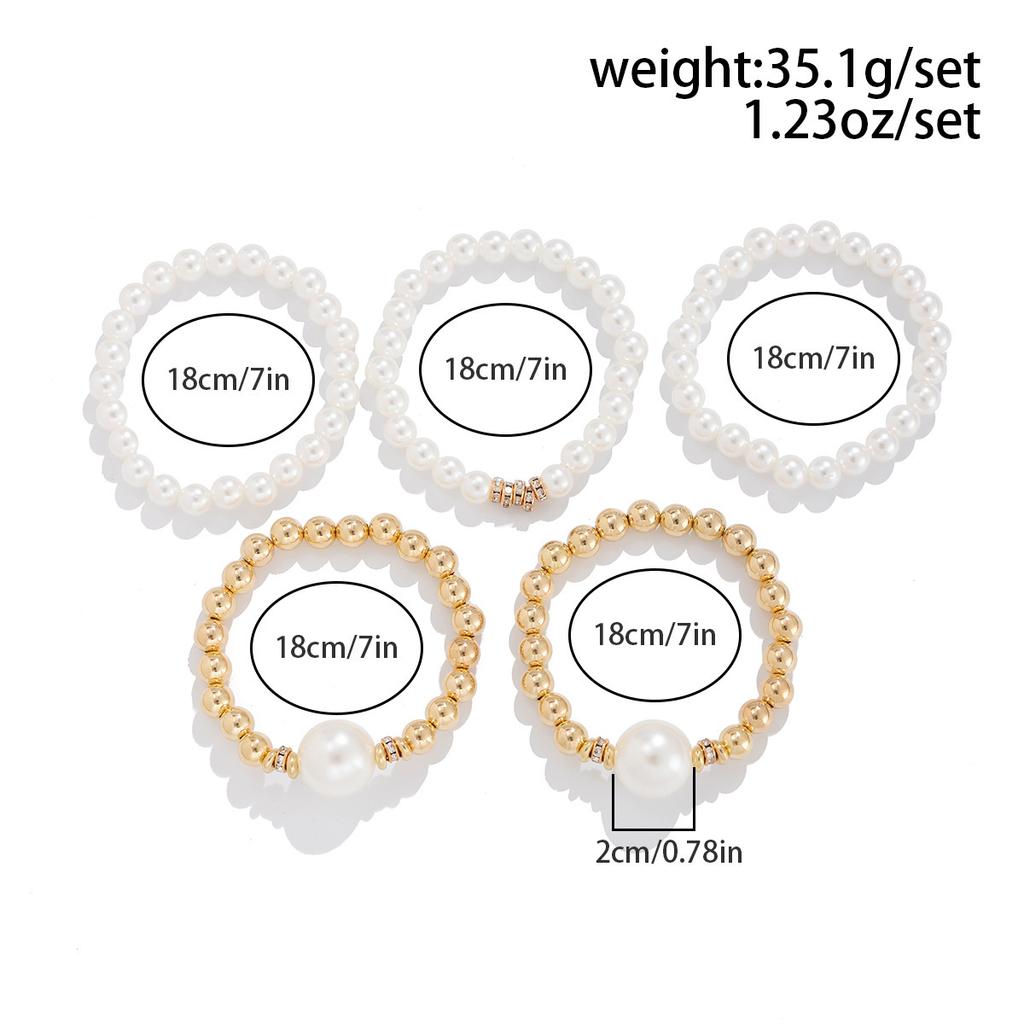 5 teile/satz Imitation Perle Armbänder Übertreibung für Frauen Multilayer Schmuck Geschenk