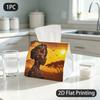 1pc Tissue Box, African Ethnic Style African Woman Sunset Warm Serene Pattern, 2D Flat Printing, Keeps Dust Out, Easy To Carry, Tissue Pouch, for The