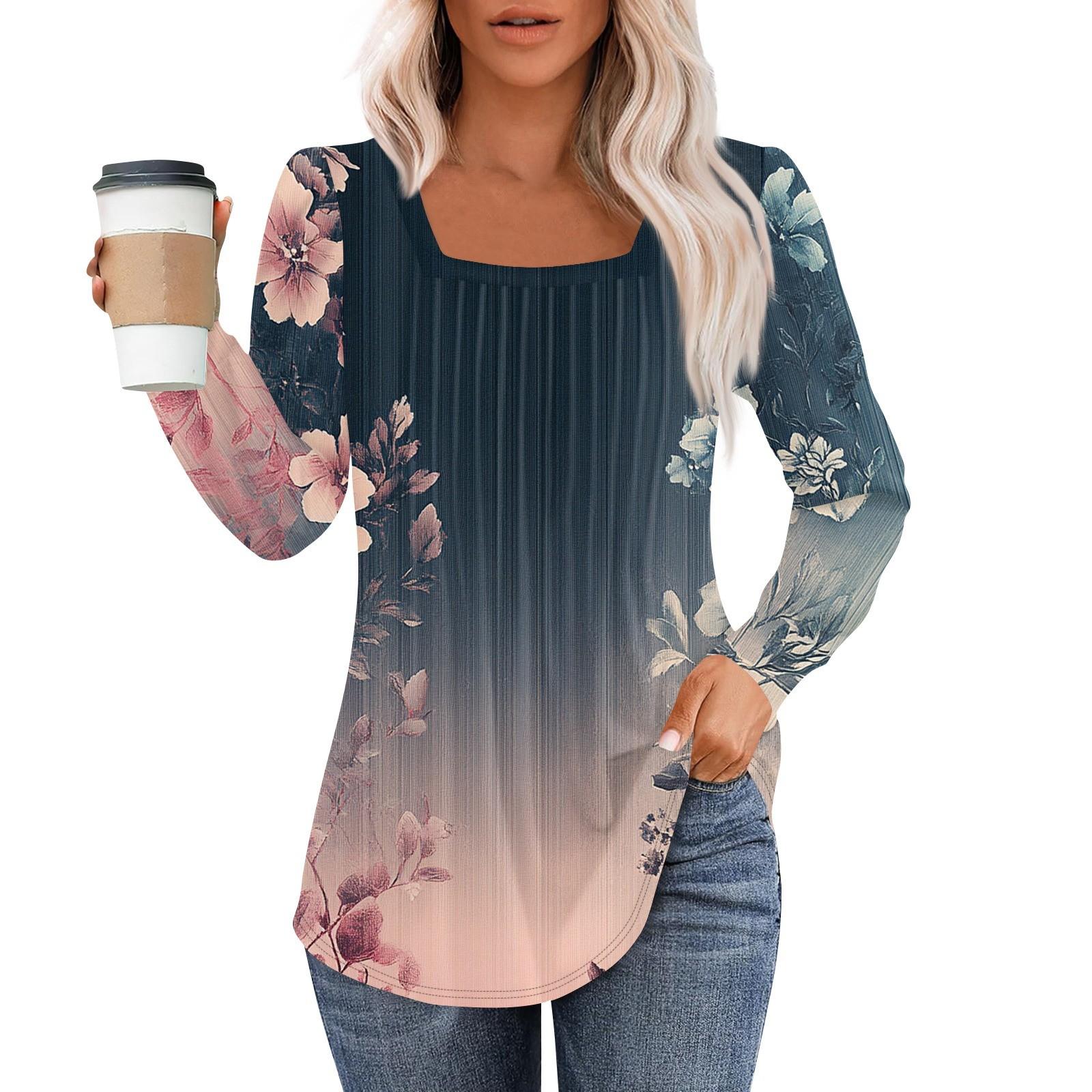 

Рубашки с длинным рукавом для женщин, топы, нарядные повседневные блузки, плиссированные туники с квадратным вырезом XL розовый