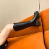 Thick-soled boots women's 2025 autumn and winter new British style but knee V-mouth knight boots heightened round head boots