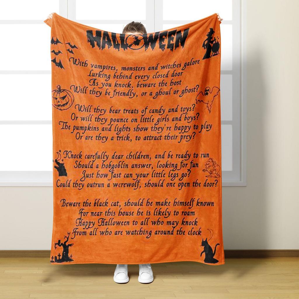 Halloween Ghosts Digitalprinted Polyester Bedroom Velvet Flannel Soft Sofa Cover Blanket Fleece Soft Sofa Cover Blankets