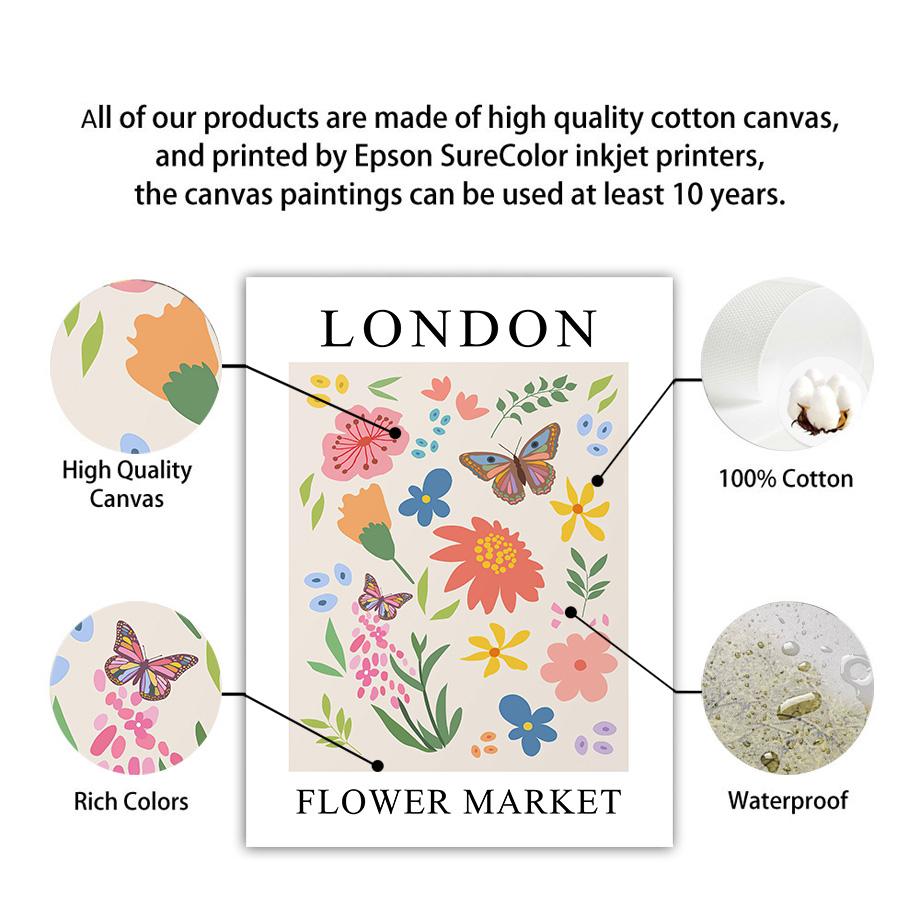 Flower Poster Canvas Painting Abstract Art Flower Market Print Nordic Style Wall Art Picture for Living Room Home Decoration