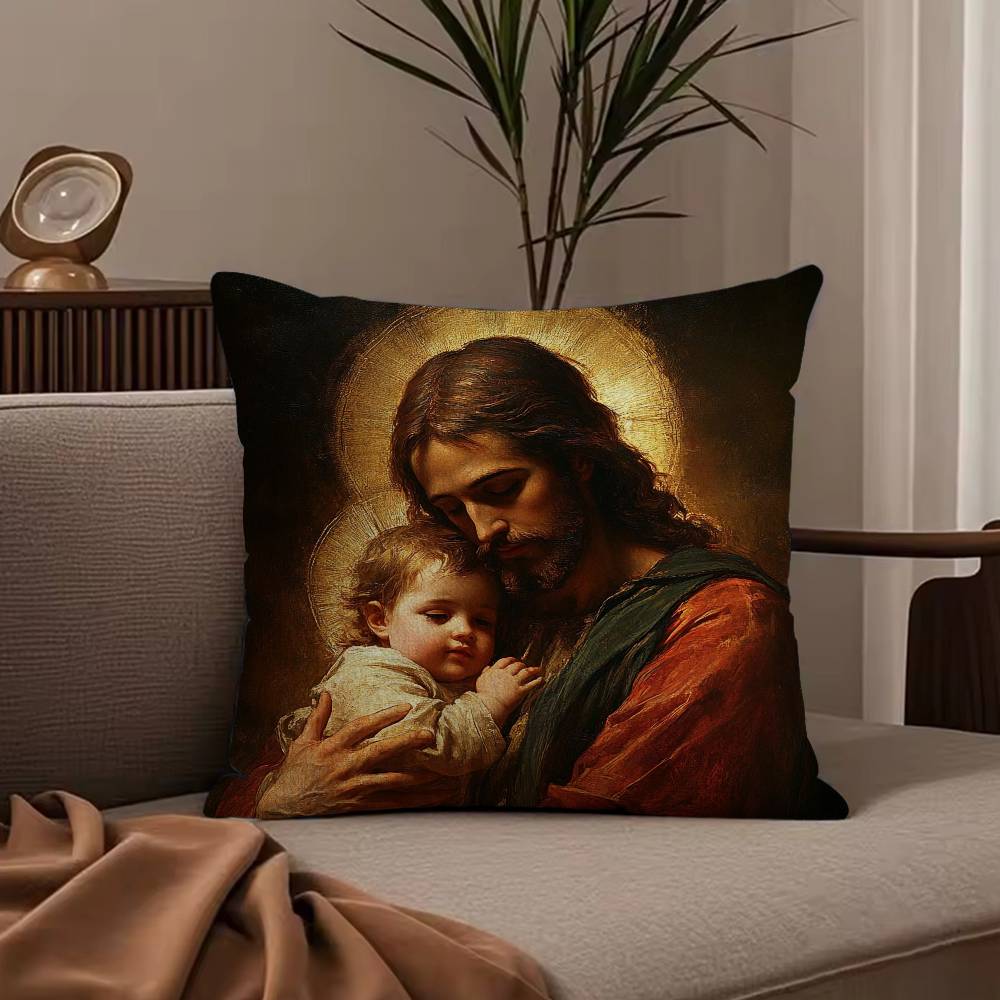 Anime J-Jesus Pillow Case Anti-dustmite Pillowcase Invisible zipper silky short plush Sofa cushion cover