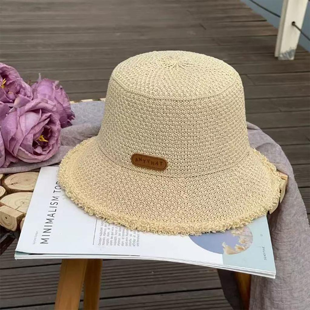 Hollow Out Grass Woven Fisherman's Hat Summer Outdoor Leisure Beach Hats Ladies' Casual Sunscreen Cap Travel Caps
