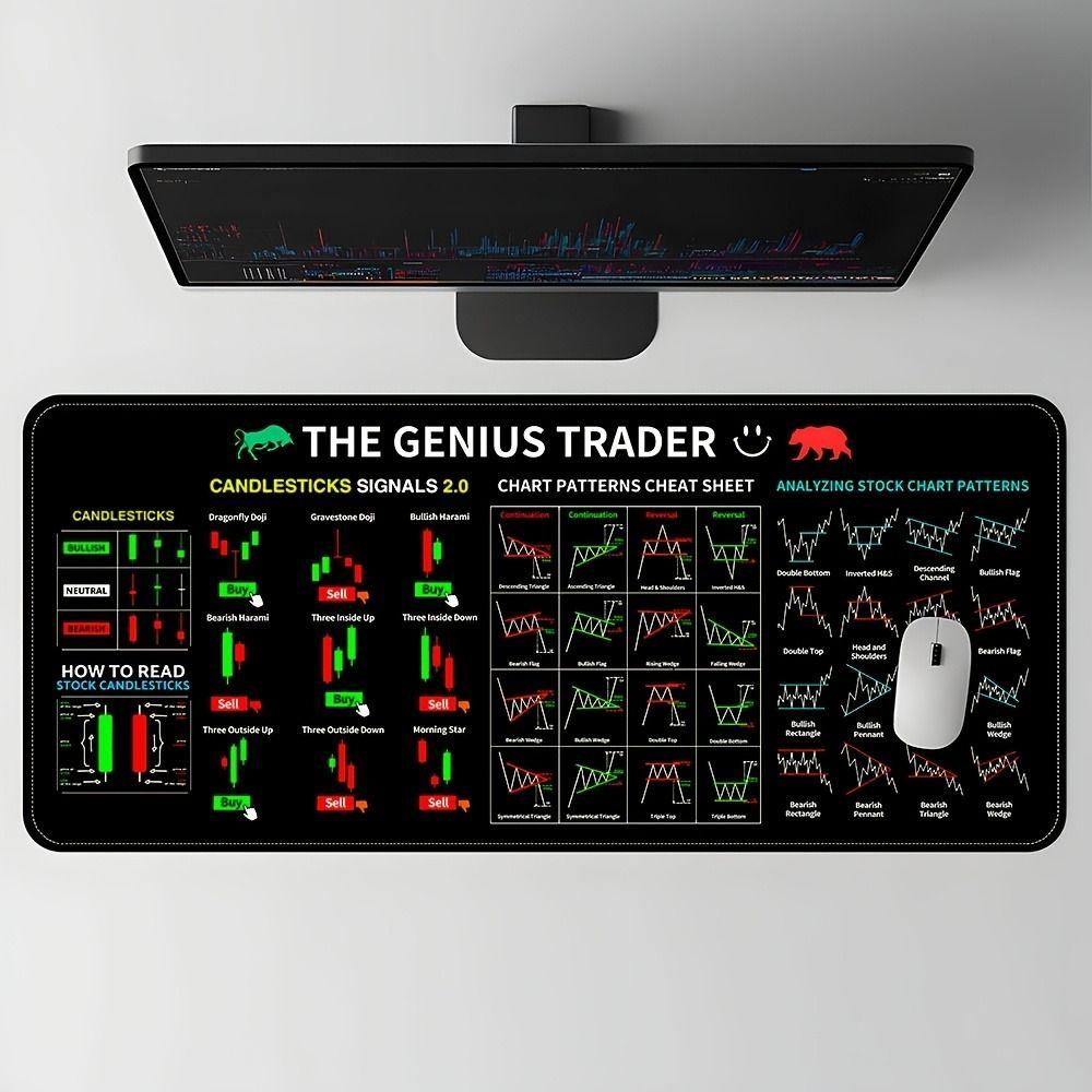 Smooth Trader Desk Pad Stock Market Chart Pattern Candlestick Pattern Art Mouse Pad  Easy Clean