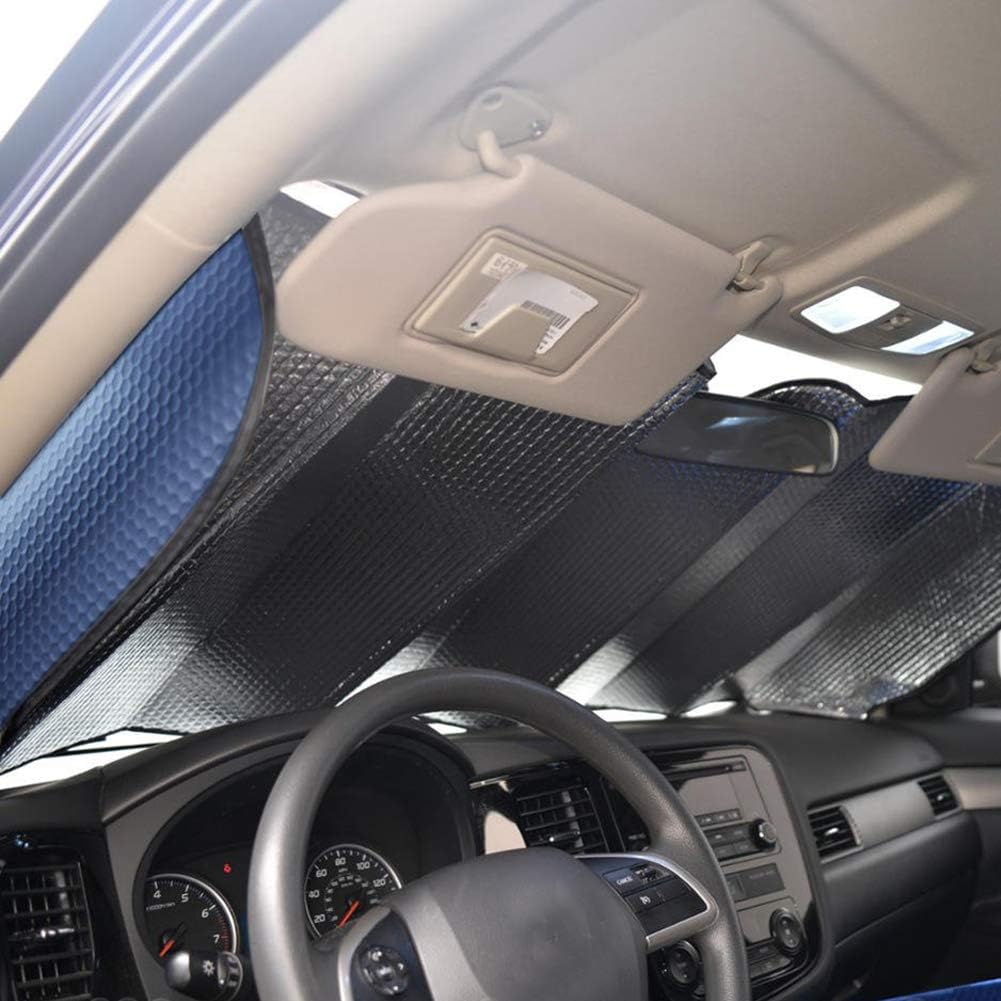 Windshield Sunshade Car Foldable UV Ray Reflector Auto Front Window Sun Shade Visor Shield Shade,Keeps Vehicle Cool - Blue (55" X 27.5")