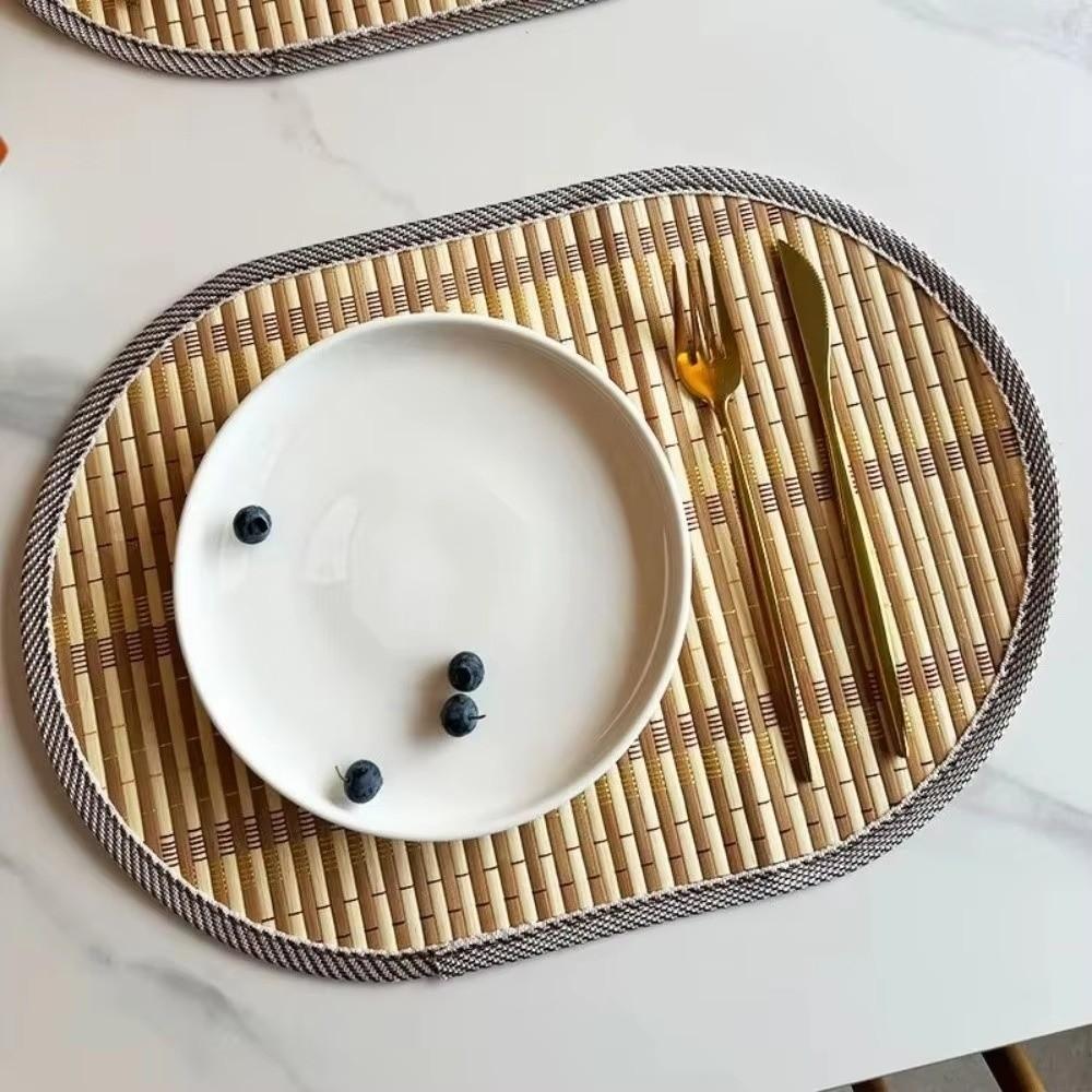 Rustic Bamboo Placemat Lightweight Kitchen Table Mat New Table Protection Mat  Dining Room Layout