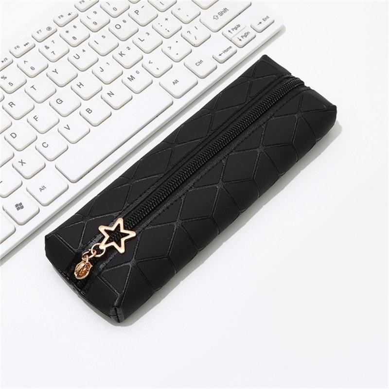 Waterproof Leather Pencil Case Zippered Pencil Pouches Large Compartment Portable Pen Organiser Bag For Student Adult