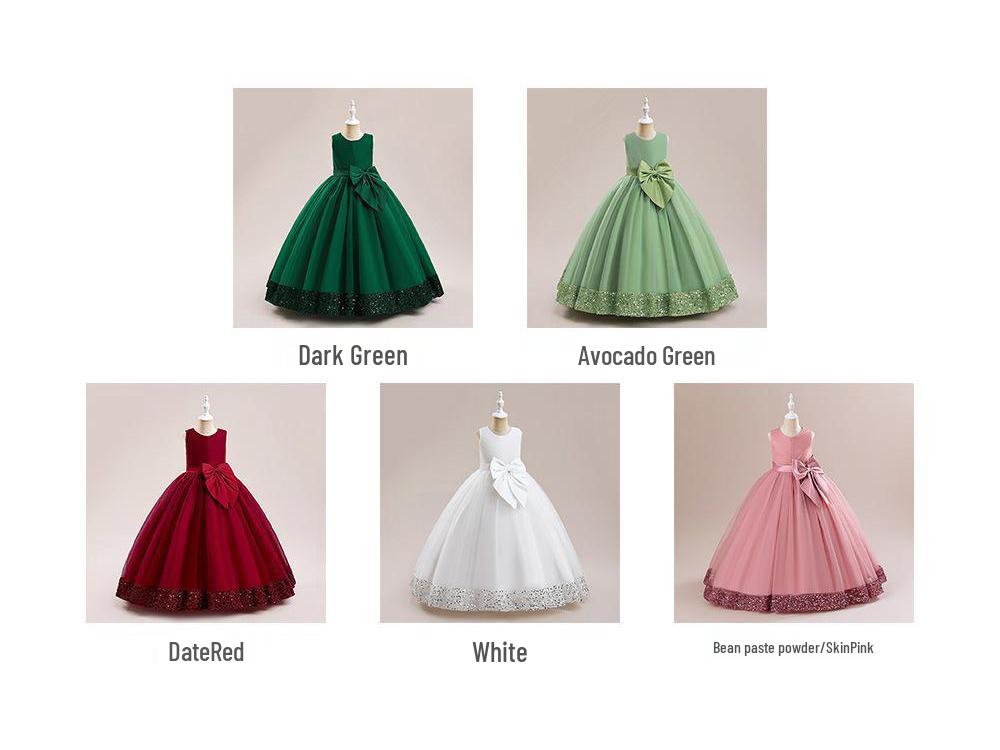 Girls' Formal Sequin Mesh Flower Princess Dress for Big Kids