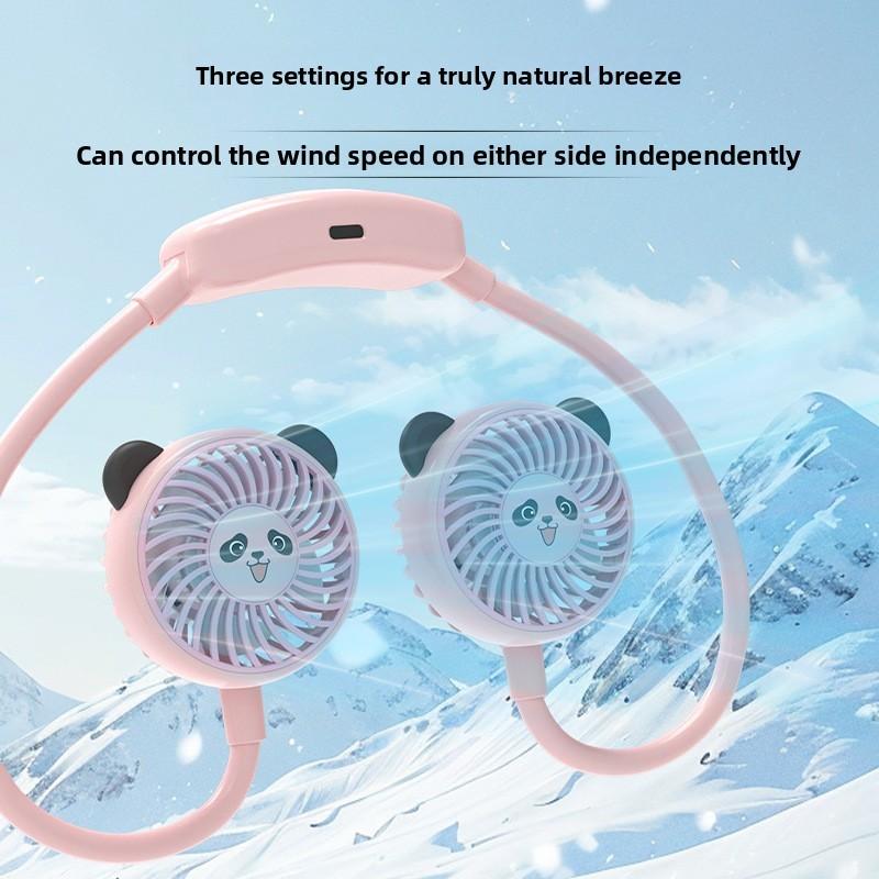 Panda USB Tragbarer Nackenventilator mit 3 Geschwindigkeitsstufen und wiederaufladbarem Akku für Outdoor-Aktivitäten