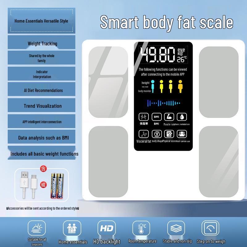 Bluetooth Body Fat Scale - Accurate Household Electronic Weight Scale for Adults